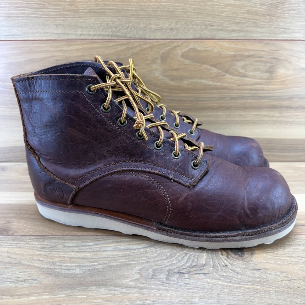 ORIGIN MAINE USA MADE Wedge Work Boots Mens 11.5 D American Bison Leather